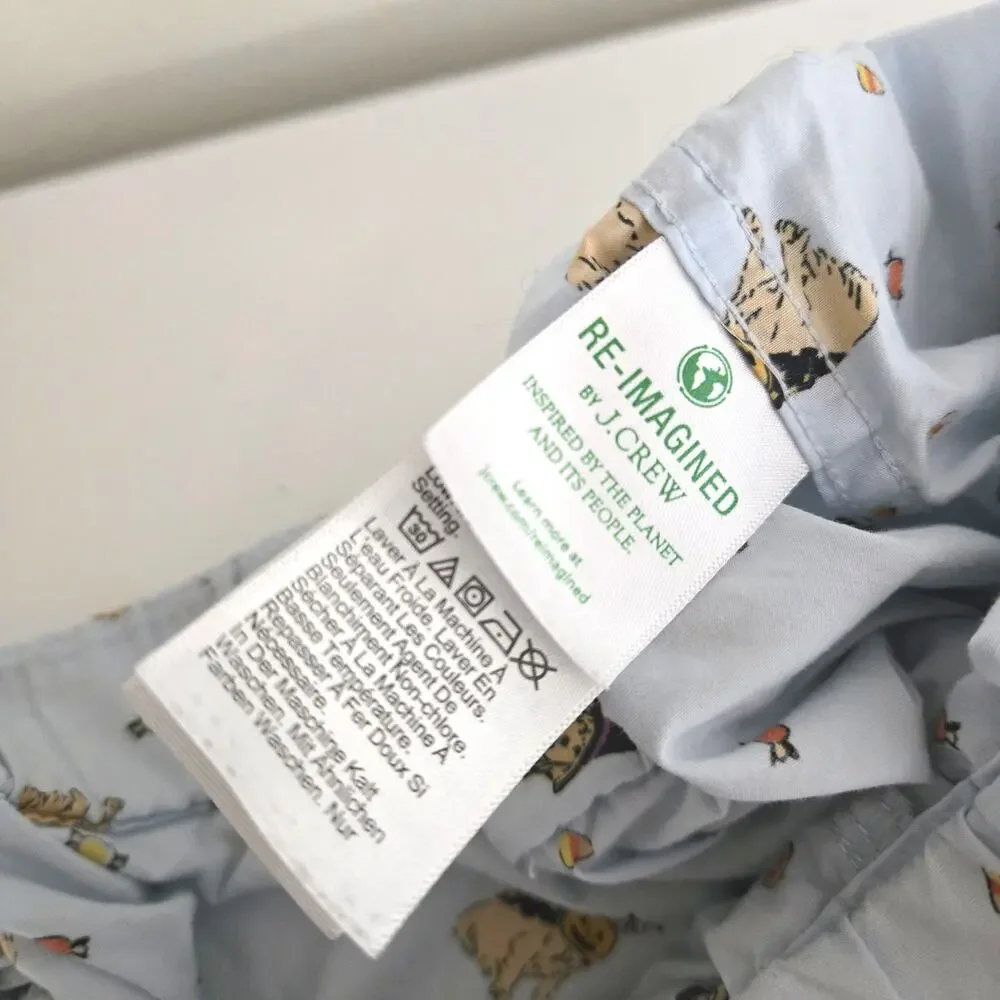 Light Blue Halloween Dog Print Golden Retriever J.Crew Pajama Capri Pants M